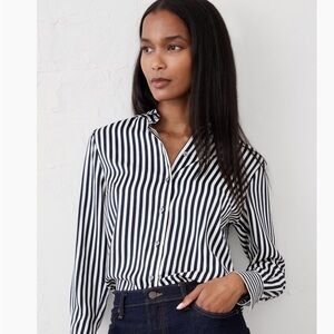 Banana Republic Navy White Striped Women's Top